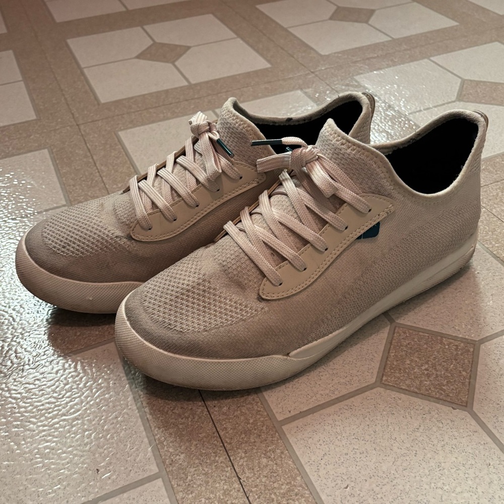 Waterproof Vessi Weekend Men's Casual Knit Lace-Up Sneakers - Beige